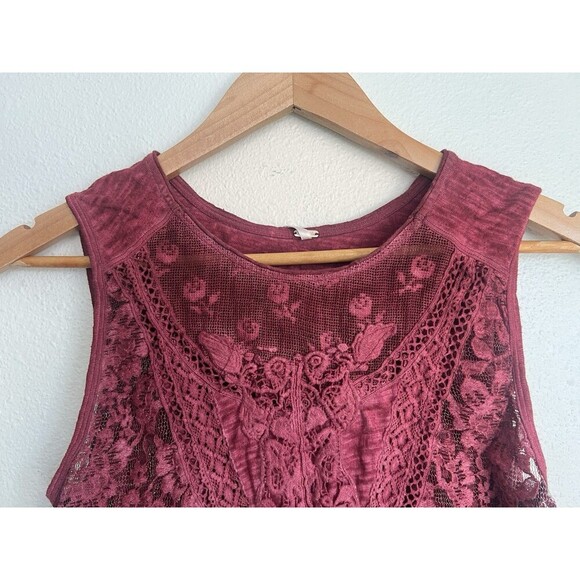 Free People Women's Not So Sweet Victorian Lace Crochet Boho Western Top Rose - Picture 4 of 8